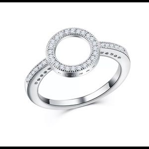 New Sterling Silver Halo Ring/ Moon Ring